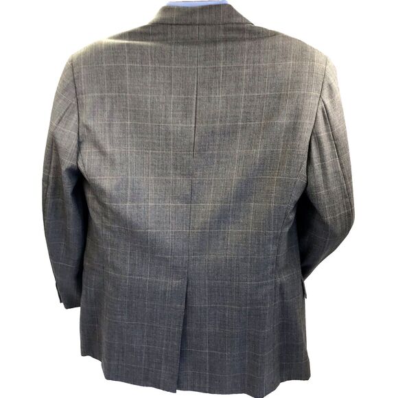 Brooks Brothers Vtg Sport Coat 3 Roll 2 Wool Windowpane 43 44 Mens Gray Academia - Picture 6 of 12